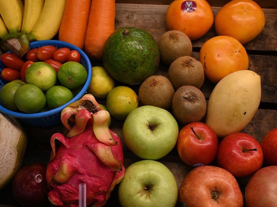 Fresh groceries arranged for meal prep